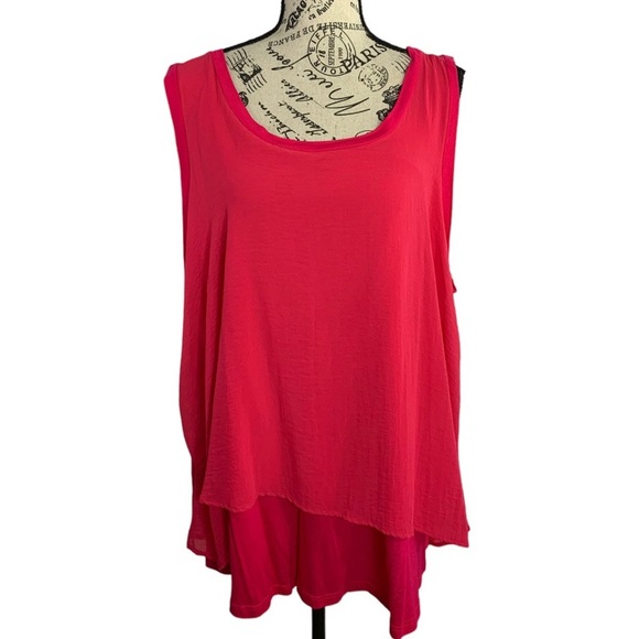 Cameo Appearance Tops - Cameo Appearance Blouse Double Layered Pink Tank Top 100% Rayon women’s 3X NEW